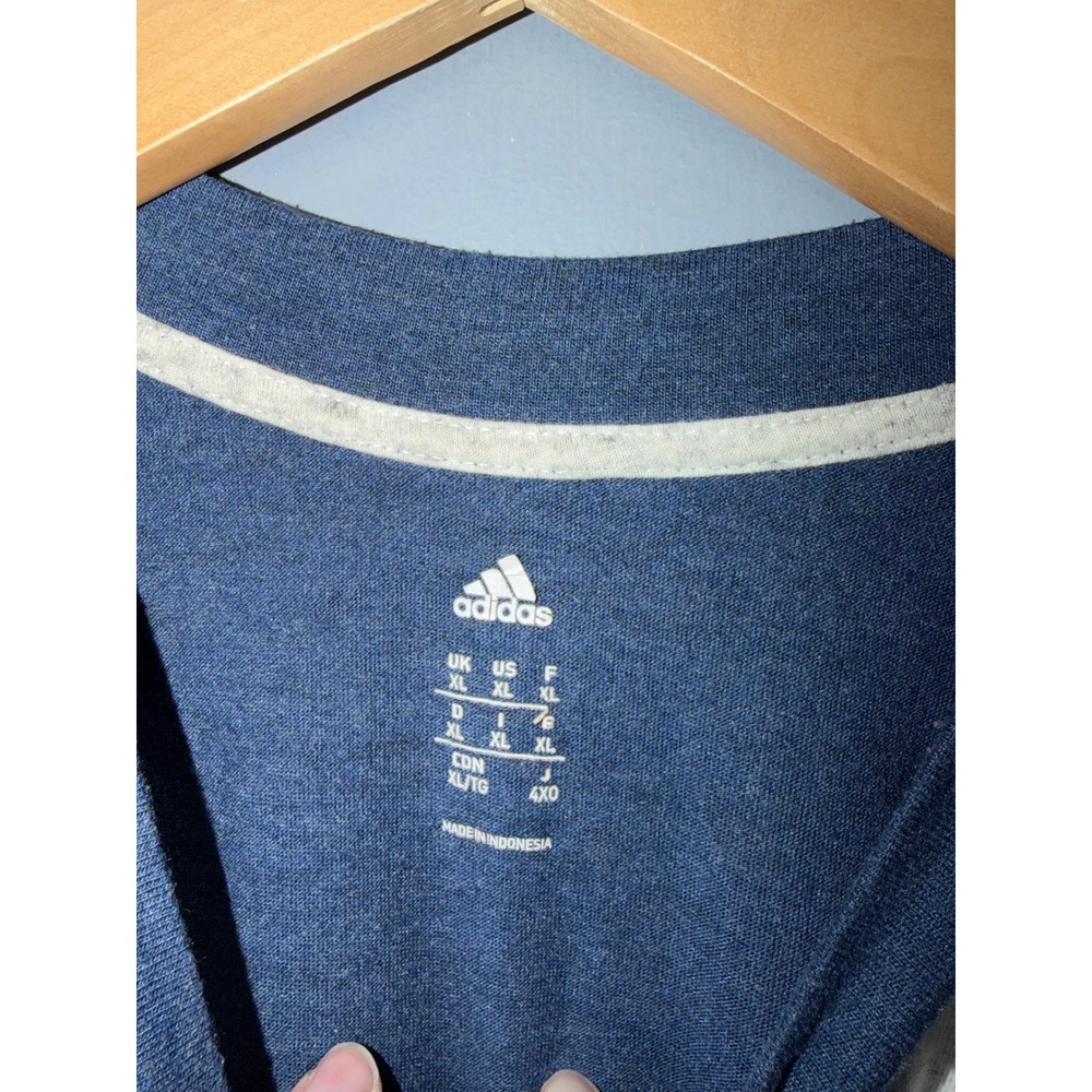 Adidas Sporting Kansas City MLS T-Shirt Navy Grey Colorblock Mens XL Raglan - Picture 5 of 5